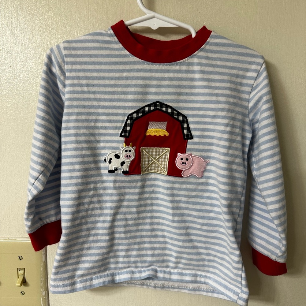 Smocked Kids Shirt with Farm Design